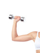 Arm of woman exercising with weight