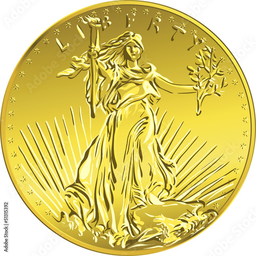 Vector: Vector American money gold coin Liberty Vector American money gold coin Liberty