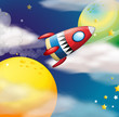 A spaceship near the planets