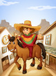 A young man with his horse strolling at the village