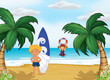 Kids enjoying summer at the beach