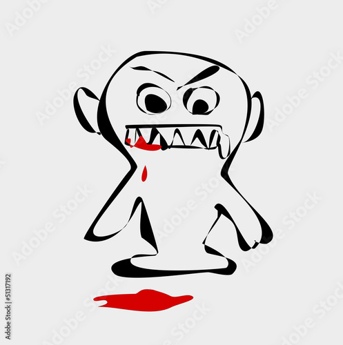 Vector: evil demon cartoon with blood evil demon cartoon with blood