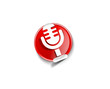 glossy mic icon, isolated on colorful background.