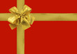 cadeau emballage rouge noeud doré
