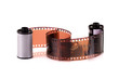 Close up image of an old 35 mm negative film strip