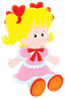 Vektor: Little girl in a pink dress with red bows Little girl in a pink dress with red bows