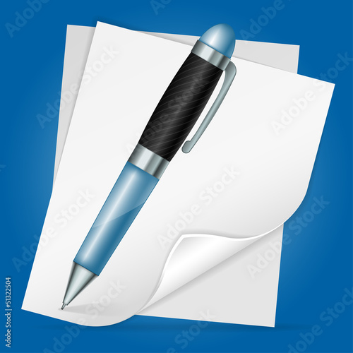 Vector: Pen with Sheet Paper Pen with Sheet Paper