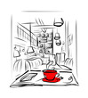 Vector: Cup of coffee on the table in cafe Cup of coffee on the table in cafe