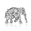 Ornamental elephant silhouette for your design