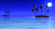 Palms island at sunset sea