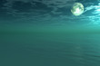 canvas print picture Moon under ocean - digital artwork