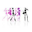 Vector: Fashion girls with shopping bags, illustration for your design Fashion girls with shopping bags, illustration for your design