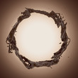 3d liquid chocolate splash round banner