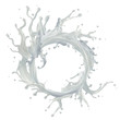 3d liquid milk splash round banner frame isolated