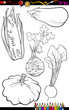 cartoon vegetables set for coloring book