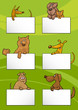 Vector: dogs with cards cartoon design set dogs with cards cartoon design set