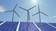 Zeitraffer mit langsamen Windanlagen und Solarzellen
