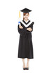 full length beautiful young graduation woman