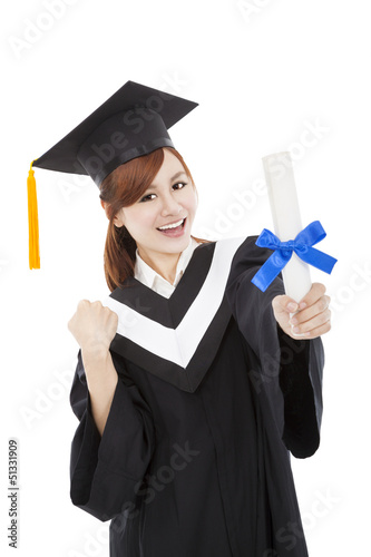 Photo: beautiful smiling Graduate woman with Degree beautiful smiling Graduate woman with Degree