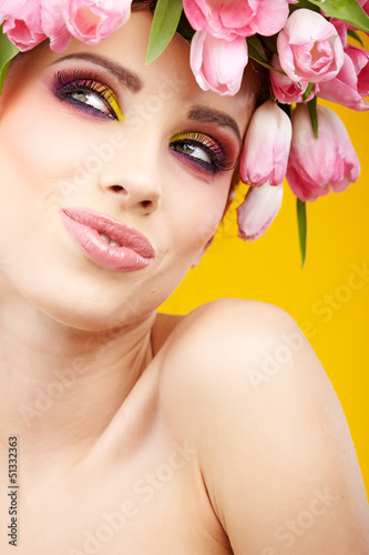 Photo: woman tulip head woman tulip head