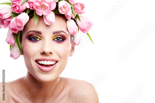 Photo: Beautiful young woman with flower Beautiful young woman with flower