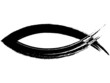 Mit dem Pinsel locker gemaltes Fisch-Logo – freigestellt