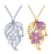 Isolated pendants with diamonds in silver and gold.