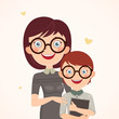 Vector: Clever mother and son Clever mother and son