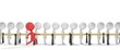 3d smart red man jumps the queue
