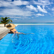 Woman at poolside