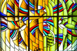 Abstract multicolored stained glass window
