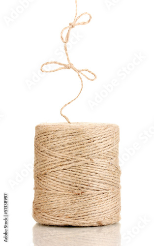 Photo: Hank of twine isolated on white. Hank of twine isolated on white.