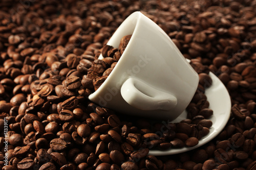 Photo: Cup with coffee beans, close up Cup with coffee beans, close up