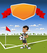 Template with young boy on football / soccer field