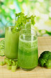 Glasses of green vegetable juice