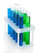 Identical test tubes isolated on white