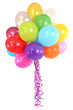 Many bright balloons isolated on white