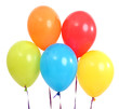 Five bright balloons on light background