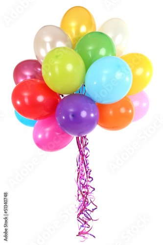 Photo: Many bright balloons isolated on white Many bright balloons isolated on white
