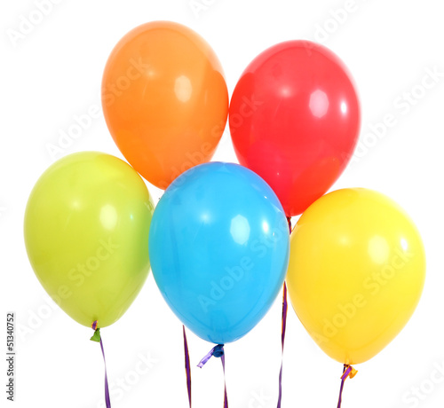 Photo: Five bright balloons on light background Five bright balloons on light background