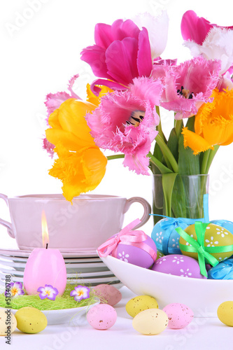 Photo: Place setting for Easter close up Place setting for Easter close up