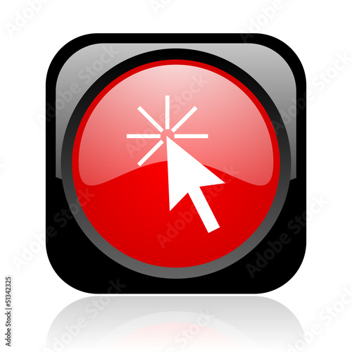 Illustration: click here black and red square web glossy icon click here black and red square web glossy icon