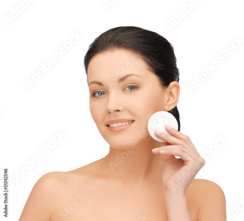 Photo: beautiful woman with cotton pad beautiful woman with cotton pad