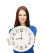 businesswoman with wall clock