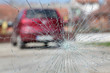 Broken windshield, car accident