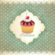 Vintage card with cupcake