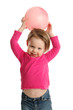 Photo: Young girl holding ball showing navel Young girl holding ball showing navel
