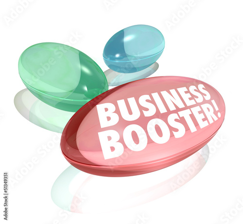 Illustration: Business Booster Vitamins Increase Sales Success Business Booster Vitamins Increase Sales Success