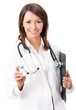Cheerful Doctor Showing Medica...