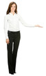 Portrait of happy smiling business woman showing